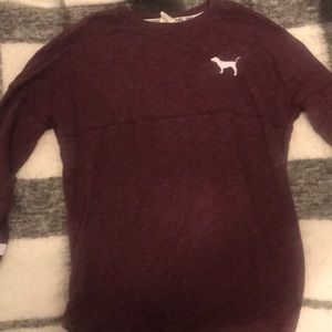 Burgundy pink brand longsleeve shirt with stripes